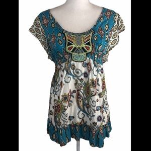 Boho Paisley tunic top L